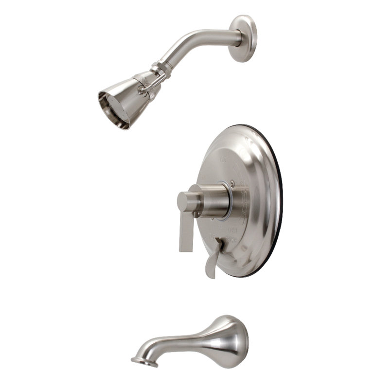 Kingston Brass NuvoFusion Single-Handle Pressure Balanced Tub and Shower Faucet, Brushed Nickel