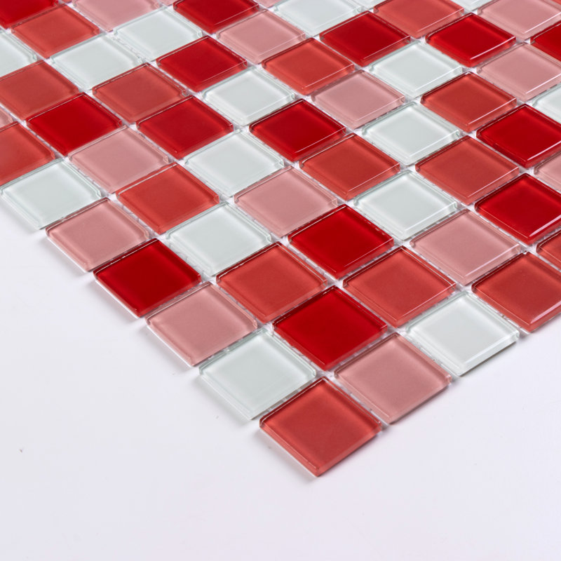 1" x 1" Straight Edge Glass Mosaic Tile, Wine