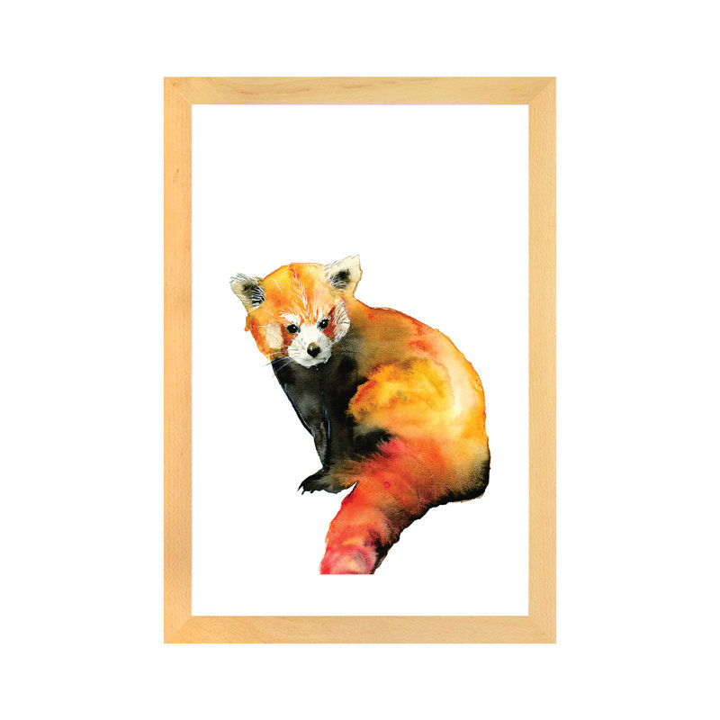 Art panda, H 24 po x l 16 po x P 1 po, Toile avec cadre en bois beige