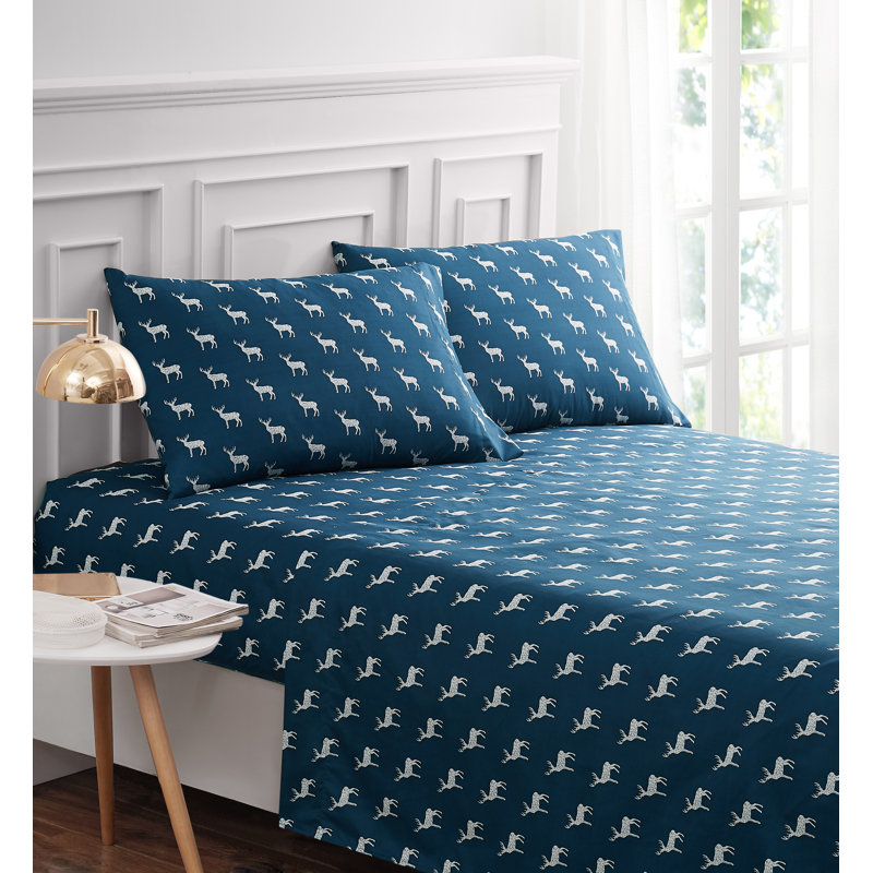 Ensemble de draps en microfibre Aureliusz, bleu, Reine