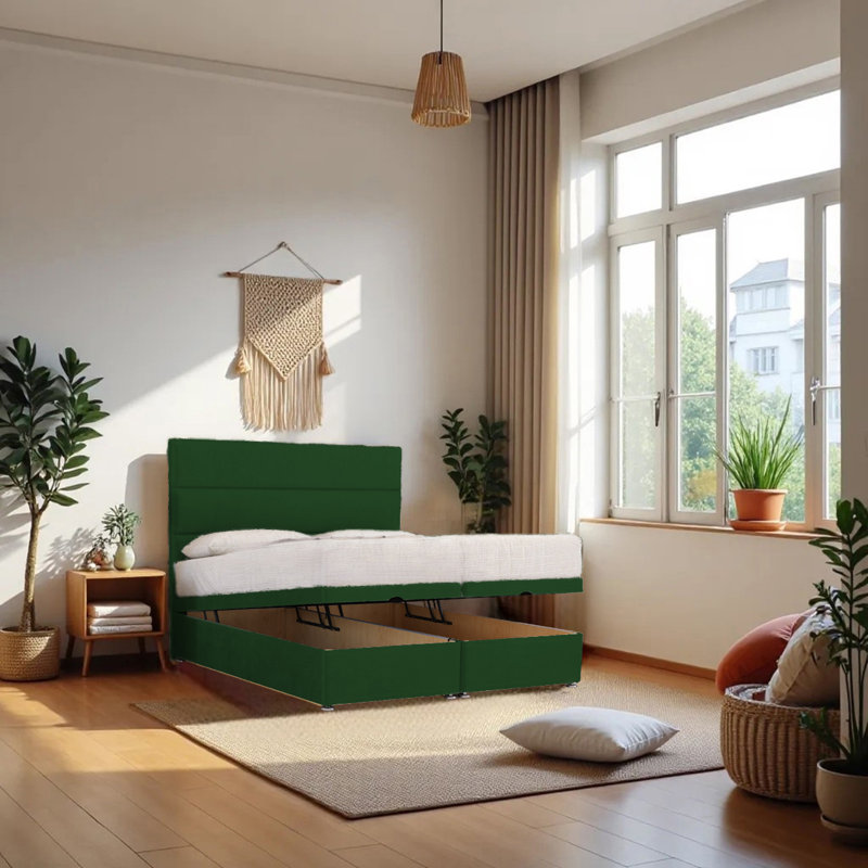 Upholstered Divan Bed with Mattress, Single (3'), Emerald