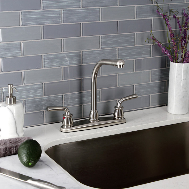 Kingston Brass Restoration Two-Handle 8" Centerset Kitchen Faucet, Without Side Spray, Brushed Nickel