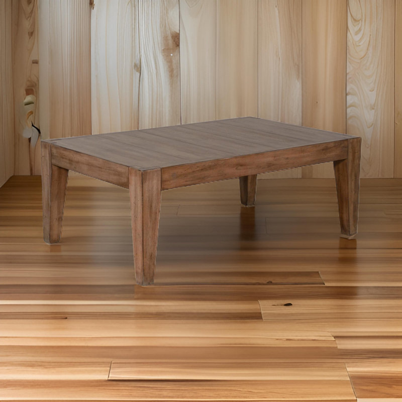 Table basse Yael, pieds fuselés, plateau rectangulaire de 48 pouces, brun clair
