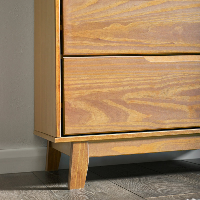 Commode 5 tiroirs en bois massif Jarred, Caramel