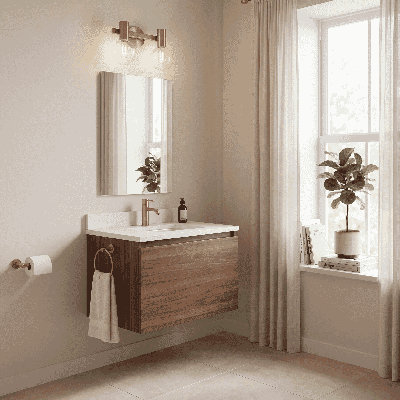  Wright 2-Light Bathroom Vanity Light in Warm Brass