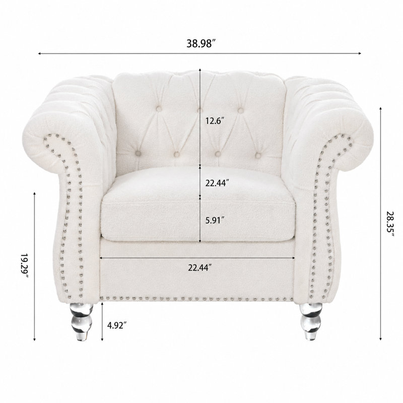 Canapé à siège unique pour salon, chambre à coucher, appartement, studio, bureau personnel et petit espace, siège rembourré avec support à ressorts ensachés, structure interne robuste, pieds durables et housse facile d'entretien, convient au repos