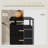 3 Drawers Black Nightstand With Smart Led-222369258