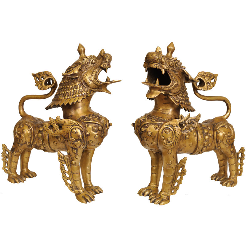 Paire de lions des neiges tibétains bouddhistes