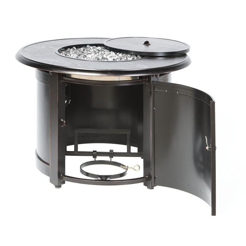 Manchester Black Aluminum Round Gas Fire Pit Table