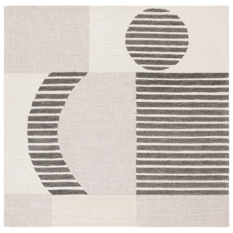 Tapis beige en coton touffeté à la main Chatham, Carré 6 pi