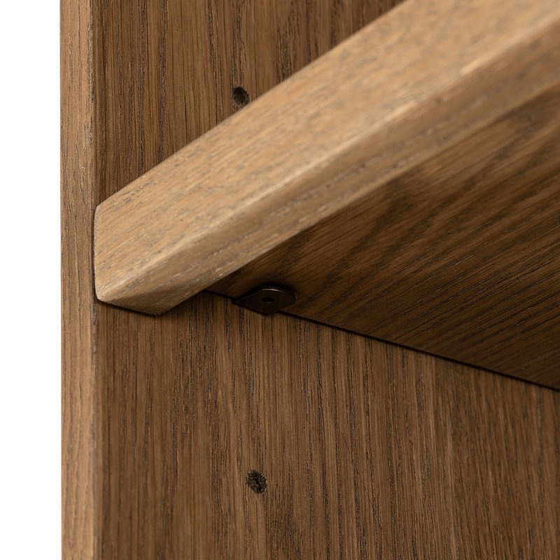 Millie Bookcase-Drifted Matte Black Veneer, Drifted Oak Solid