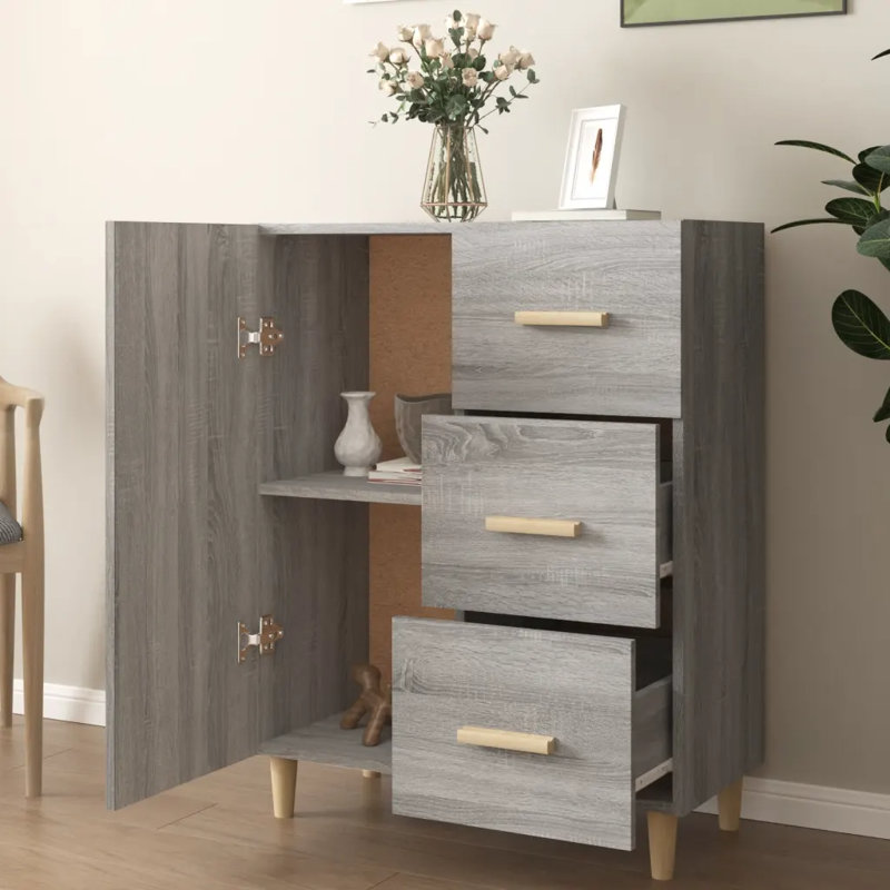 Hurty 69.5Cm Wide 3 Drawer Sideboard, Grey Sonoma