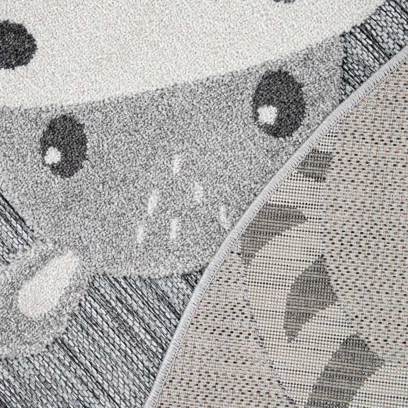 Opas Round Flatweave Polypropylene Rug, Round 3'11"