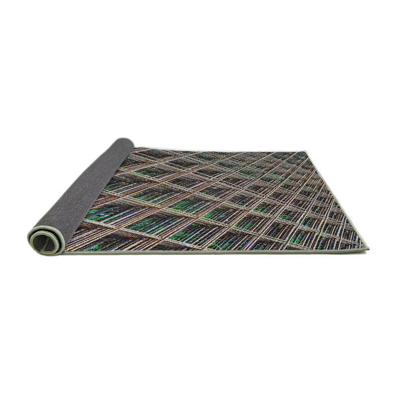 Tapis brun/vert tissé à la machine, Carré 6 pi