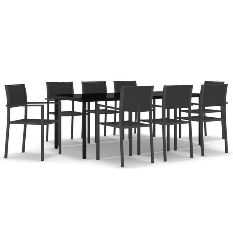 Ensemble de salle à manger rectangulaire long avec coussins 35,1 po, Table de 78,8 po de longueur, 8
