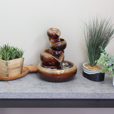Fontaine de table d'intérieur en céramique Aolani