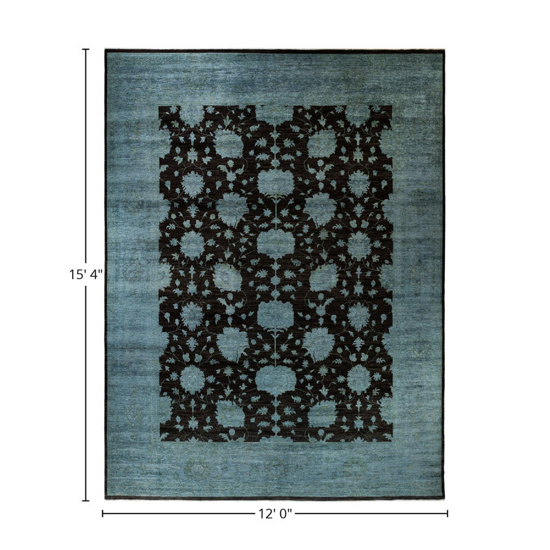 Tapis unique brun / bleu 12 pi x 15 pi 4 po Zartasha