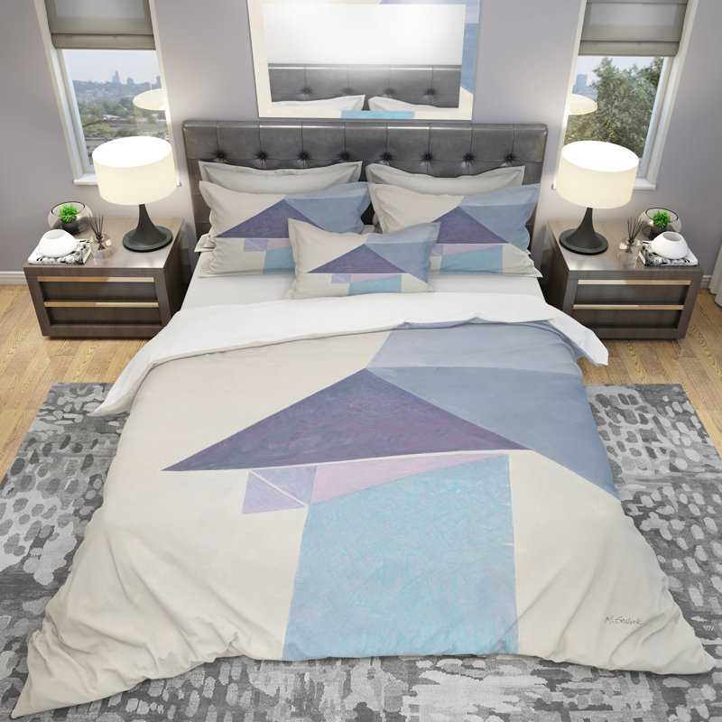 Ensemble de housse de couette Mid-Century Modern - mauve, Housse de couette double / grand et 2 taies