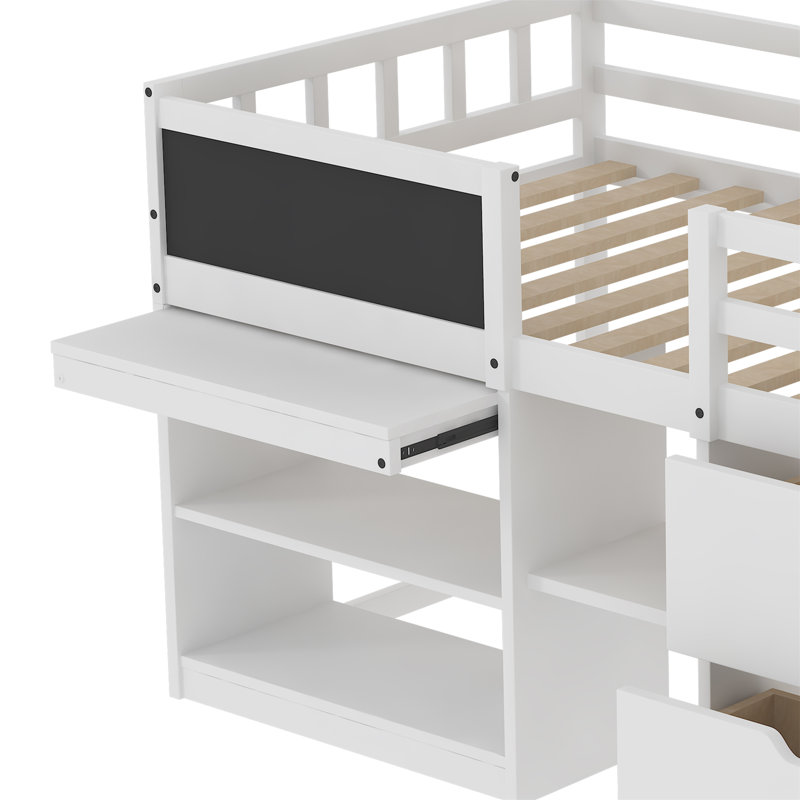 Lit simple avec tablettes Henadz, Blanc
