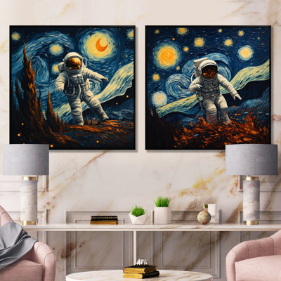 «Vangogh Astronauts Through Space I», ensemble d'art mural sur toile