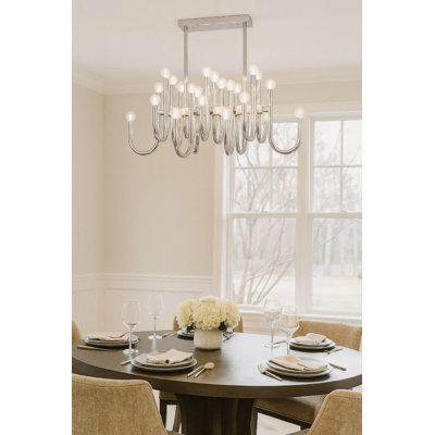 Lustre en chrome 24 lumières avec abat-jour en verre transparent