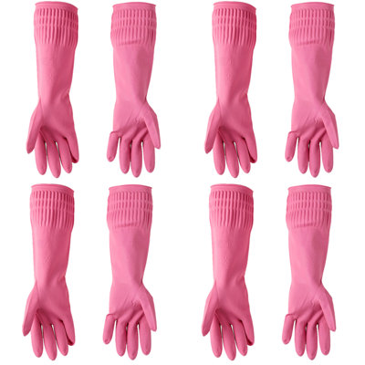 4 Pairs Gardening Gloves, Long Sleeve Non-Slip Rubber Dishwashing Gloves Extended Housework Latex Wear-resistant Gloves