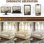 Velours rembourré 2 places beige / blanc de style moderne Mid-Century 63 po avec boutons roulés, garniture cloutée, structure de pin stable, contreplaqué