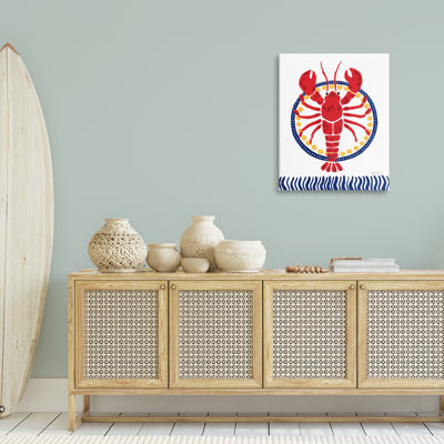  Art mural sur toile «Kitchy Coastal Lobster» par Yvette St. Amant