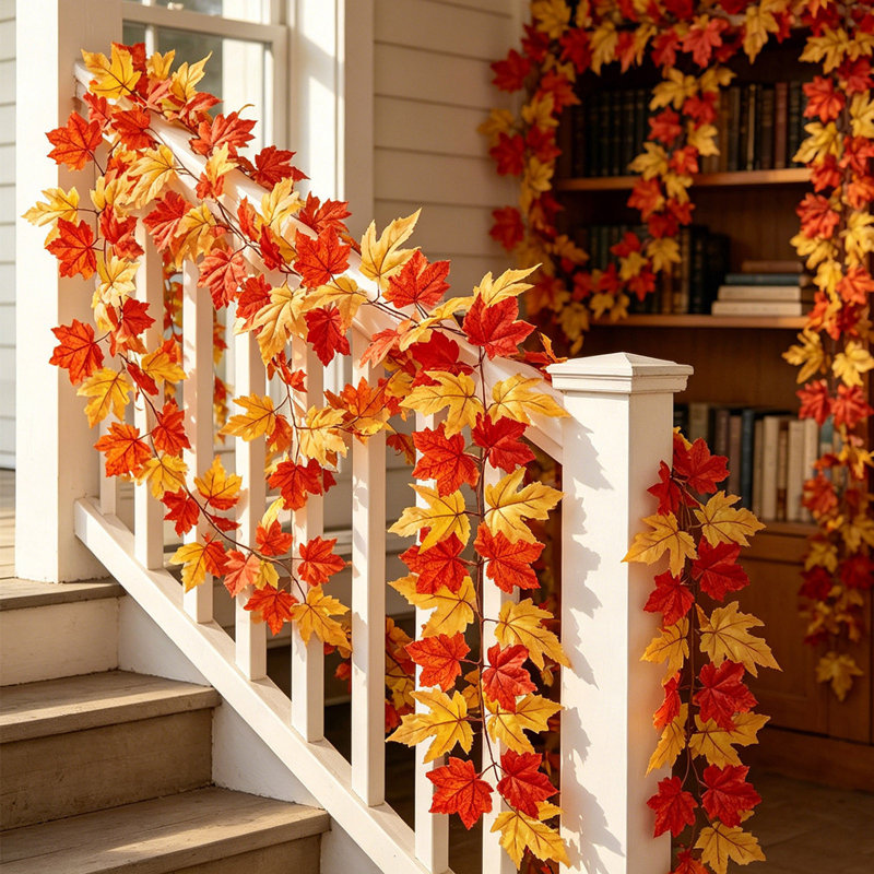 Ornement de feuilles d'érable artificielles, décoration de maison, feuilles de feuilles d'érable artificielles de 205 cm, Kondieu, 205 cm