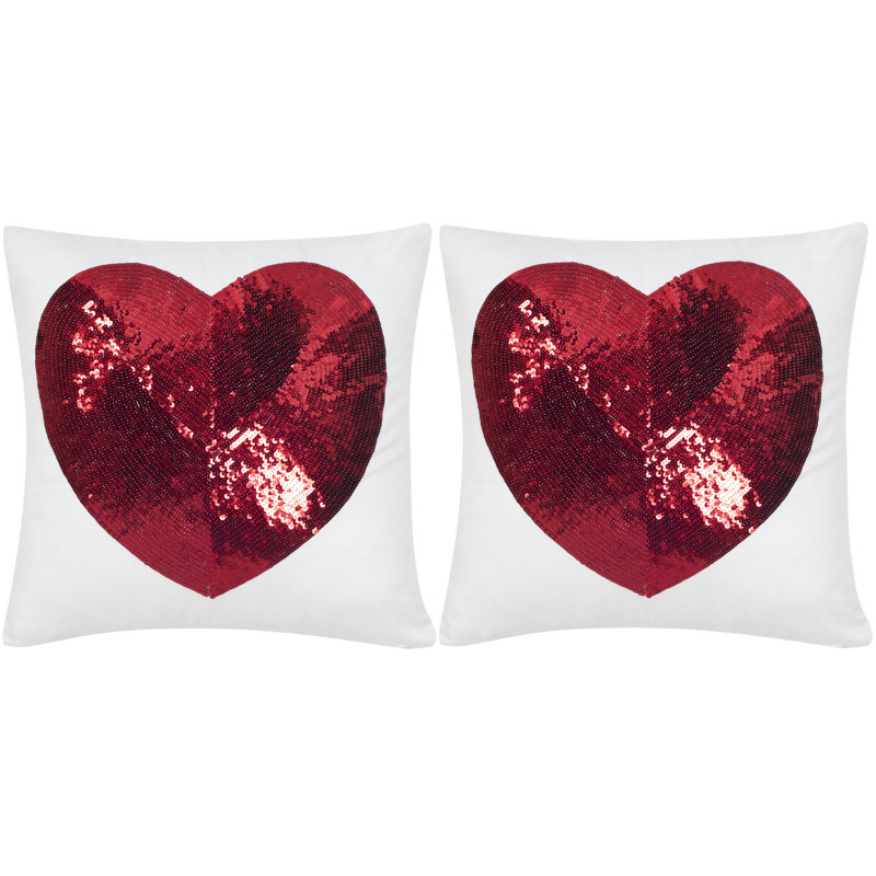 Red Contemporary Square Pillow Set with Feather Fill