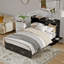 Grand lit escamotable de rangement avec tiroir, armoire-lit escamotable avec tablettes, sans matelas, noir