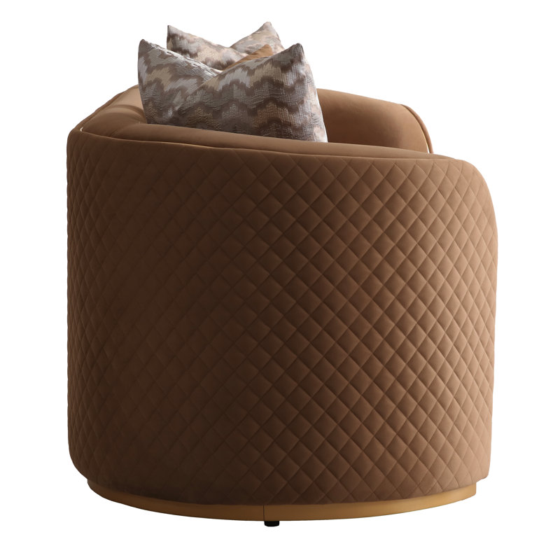 Ariana 83'' Velvet Round Arm Loveseat, 31" H x 97" W x 35" D, Caramel