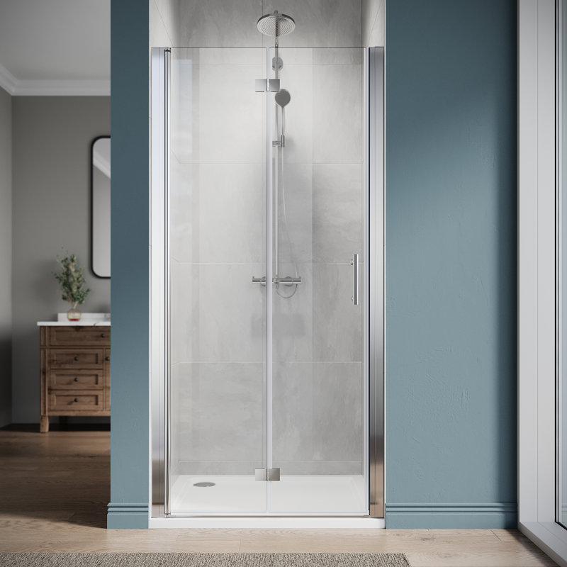 BFH 36"W*72"H  Bifold Frameless Shower Door,6mm Clear Tempered Glass, 180° Folding Hinge, Brushed Nickel