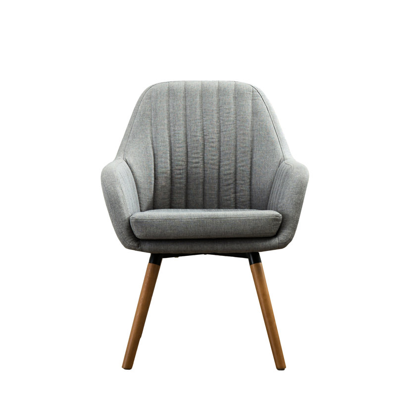 Chaise tendance en tissu gris avec coussin en mousse et pieds en bois, Gris