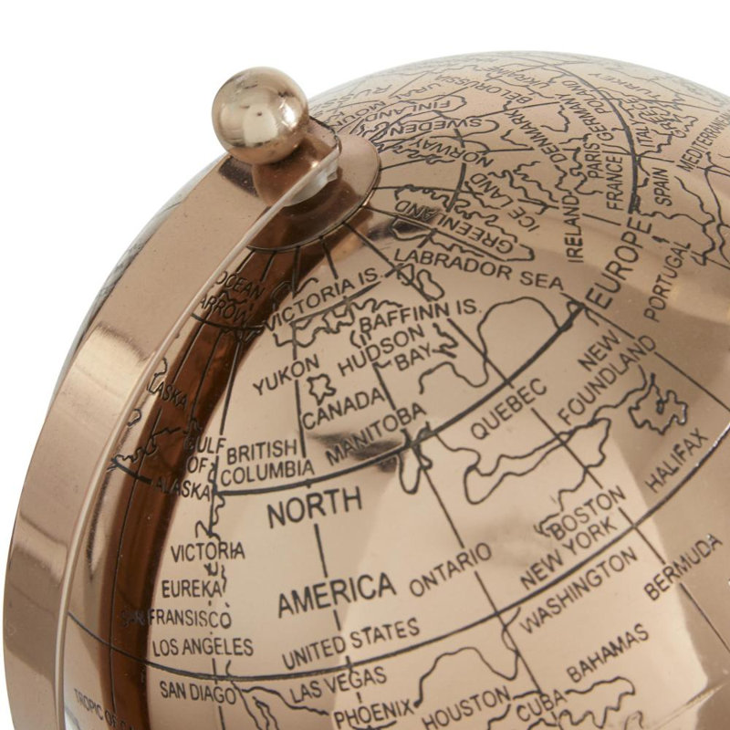 Globe terrestre en aluminium et aluminium, H 11,45 po x l 6,8 po x P 6,75 po