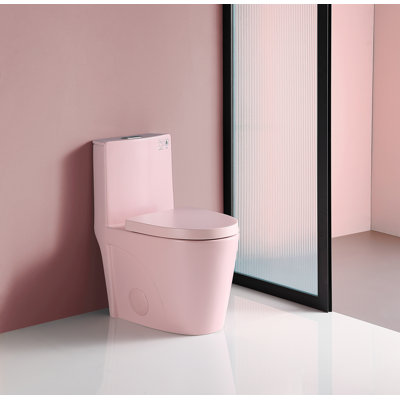 1.1/1.60 GPF Dual-Flush One Piece Toilet, Water-Saving Elongated Comfort Height Floor Mounted, Soft Close 1000 Gram Map Flushing Score Toilet, Rose
