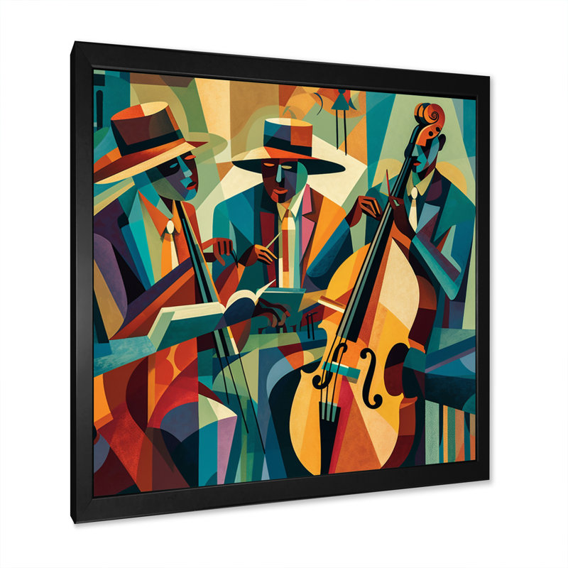 «Jazz Performance On Stage III - Music Jazz», reproduction d'art sur toile encadrée, Cadre photo noir