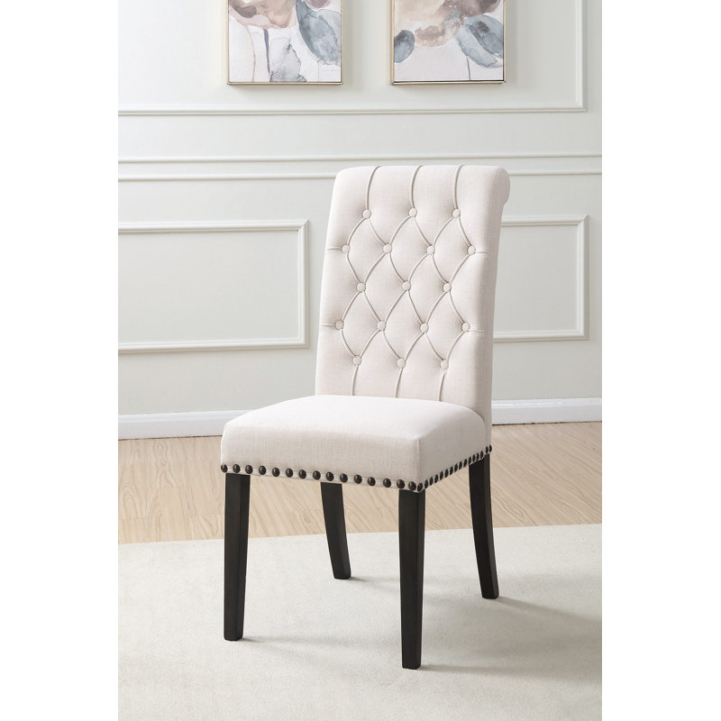Chaise parsons capitonnée Lorenz, Blanc