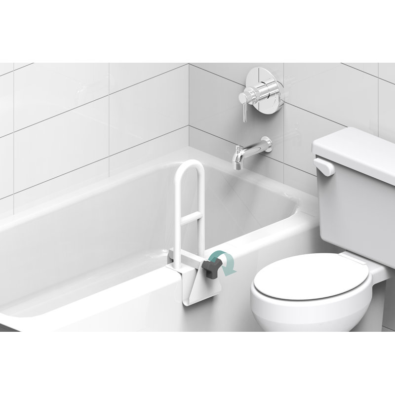 Easy Mount Tub Clamp Rail in White, A Secure Grab Bar When Moving On Wet and Slippery Surfaces