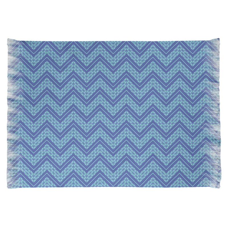 Tapis bleu zone à chevrons à main, Oui