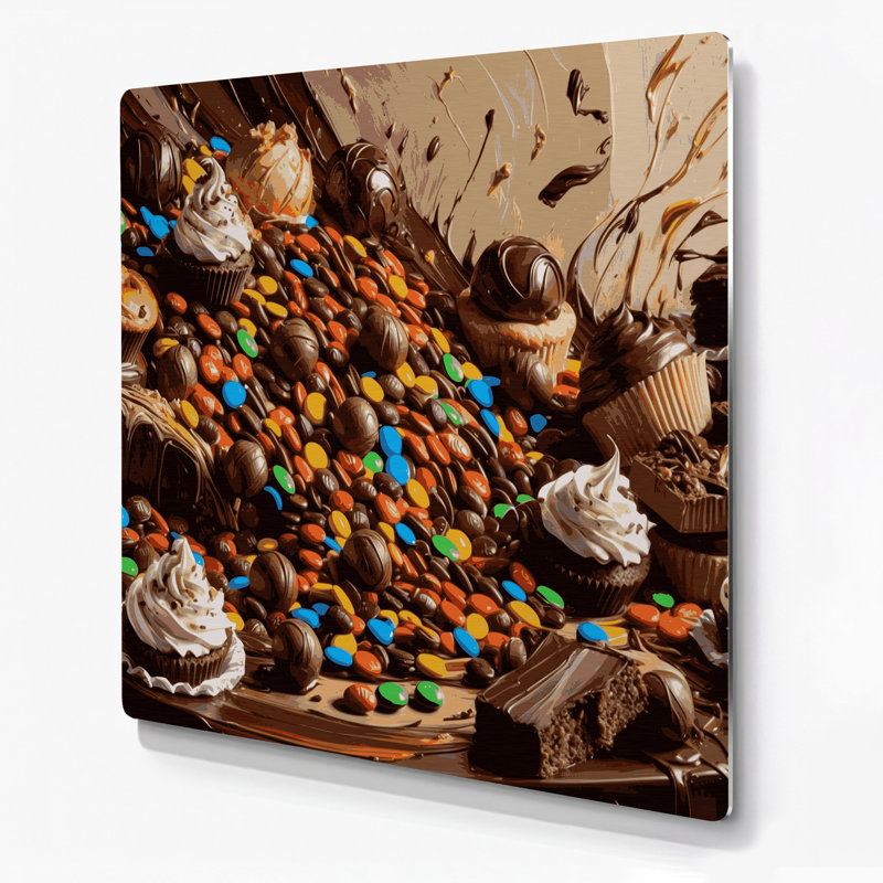 Desserts MandMs, art mural en métal brun, H 32 po x l 32 po