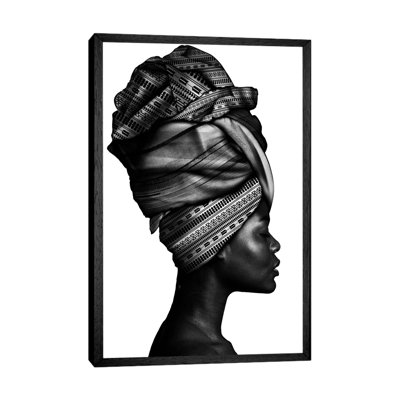 African Woman In Black And White by Danilo De Alexandria - Print on Canvas
