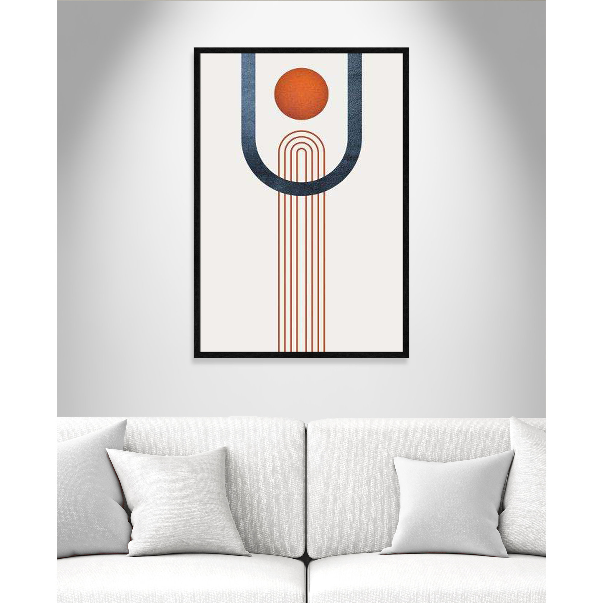 Minimalist Mid Century Orange Navy III By Urban Epiphany - Framed Art Full Bleed, Black, 41.5" H x 29.5" W x 0.75" D