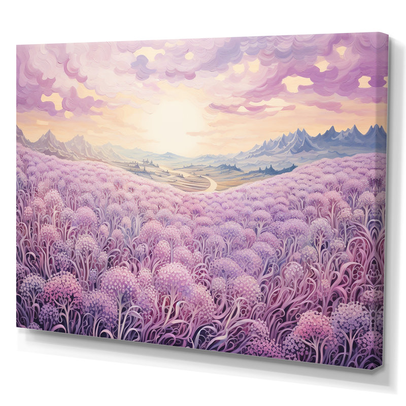 «Magical Lilac Flowers Field» sur impression sur toile, H 30 po x l 40 po x P 1,5 po, Toile tendue
