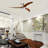 52" Flush Mount Ceiling Fan Solid Wood Blades Ceiling Fan With Light With Remote Control, Noiseless Reversible Motor, 6 Speed, For Patio Living Room, Bedroom,Indoor--(Stain Nickel)-125784136
