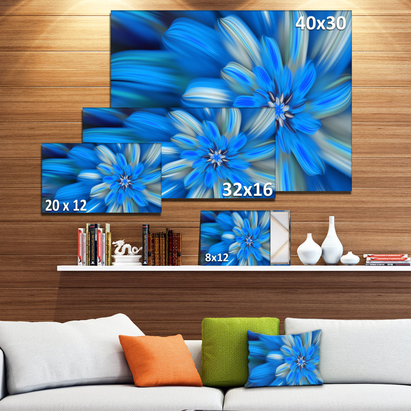 "danse exotiques des pétales de fleurs bleues" , impression sur toile, H 20 po x l 20 po x P 1 po