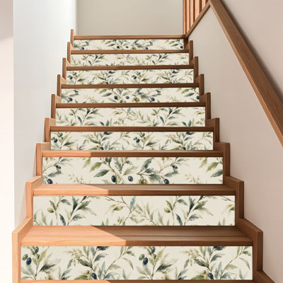 Peel and Stick Wallpaper Contact Paper Watercolor Olive Branch Green Black Olives Beige Self Adhesive and Removable 17.7in x 118in(45x300cm)