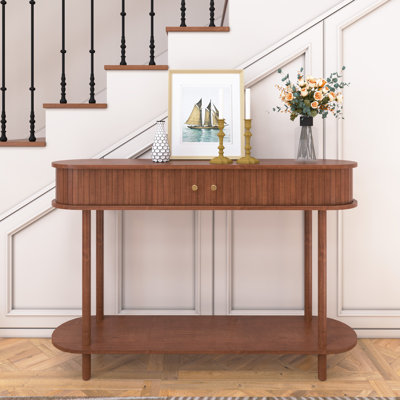 Modern Console Table with Wood Tambour Door