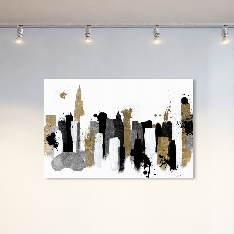 «Abstract Glamour Chicago, Modern & Contemporary Black», reproduction d'art sur toile, H 30 po x l 45 po, Toile tendue