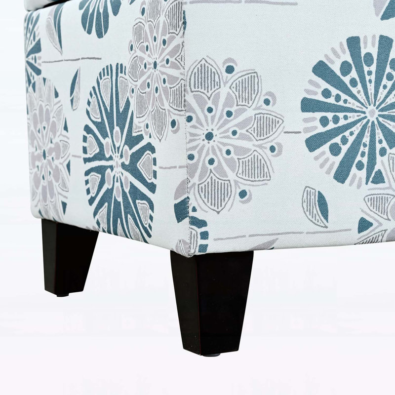 Storage Bench with Floral Patterned Fabric